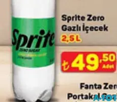 SPRİTE ZERO GAZLI İÇECEK 2,5 L